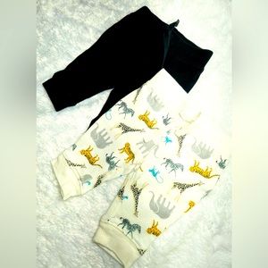 Baby Boy Sweat Pants | Black and Animals | 0-3 months